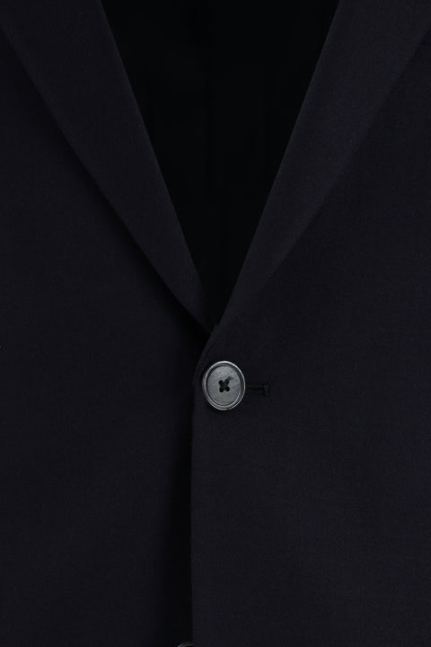 Koyu Lacivert 7 Drop Slim Fit Dar Kesim Keten Karışımlı Takım Elbise