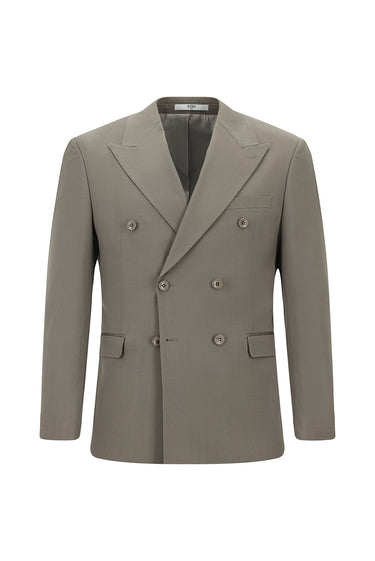 Koyu Vizon Slim Fit Dar Kesim Pamuklu Lyocell Kruvaze Takım Elbise