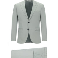Açık Gri Slim Fit Dar Kesim Pamuklu Lyocell Klasik Takım Elbise