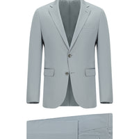 Orta Gri Slim Fit Dar Kesim Pamuklu Lyocell Klasik Takım Elbise