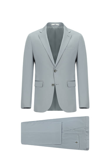Orta Gri Slim Fit Dar Kesim Pamuklu Lyocell Klasik Takım Elbise