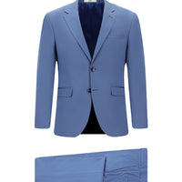 Koyu Mavi Slim Fit Dar Kesim Pamuklu Lyocell Klasik Takım Elbise