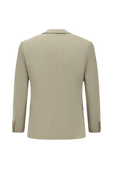 Koyu Bej Slim Fit Dar Kesim Pamuklu Lyocell Klasik Takım Elbise