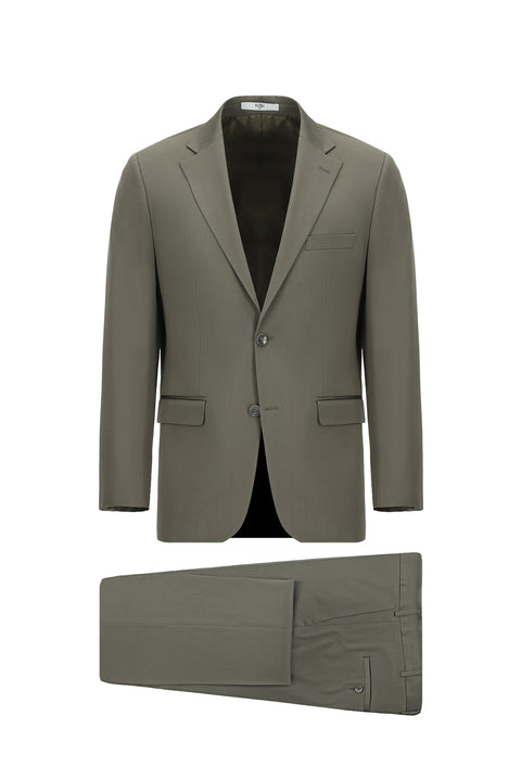 Koyu Haki 7 Drop Slim Fit Dar Kesim Pamuklu Lyocell Takım Elbise