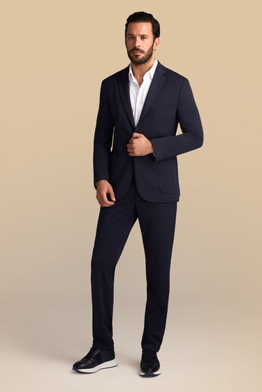 Koyu Lacivert Super Slim Fit Ekstra Dar Kesim Beli Lastikli İpli Takım Elbise