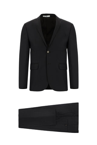 Orta Füme 7 Drop Super Slim Fit Eksra Dar Kesim Desenli Takım Elbise