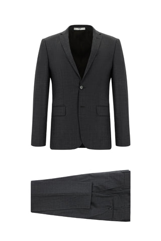 Koyu Kahve 7 Drop Super Slim Fit Eksra Dar Kesim Desenli Takım Elbise