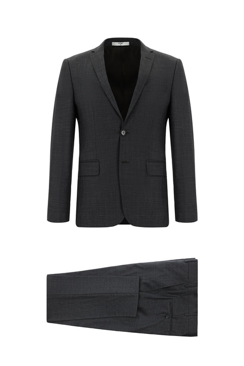 Koyu Kahve 7 Drop Super Slim Fit Eksra Dar Kesim Desenli Takım Elbise