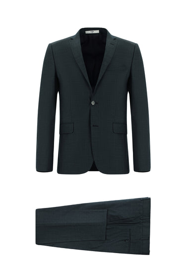 Koyu Yeşil Super Slim Fit Ekstra Dar Kesim Klasik Desenli Takım Elbise