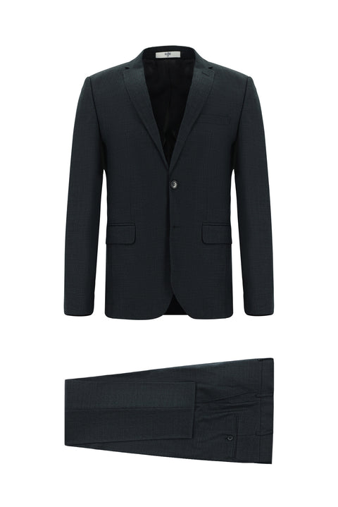 Dark Anthracite 7 Drop Super Slim Fit Extra Narrow Cut Patterned Suit