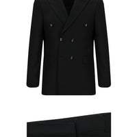 Siyah Slim Fit Dar Kesim Desenli Kruvaze Takım Elbise