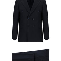 Koyu Lacivert 7 Drop Slim Fit Dar Kesim Desenli Kruvaze Takım Elbise