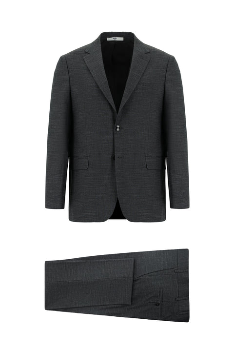 Açık Antrasit 4 Drop Relaxed Fit Rahat Kesim Desenli Takım Elbise