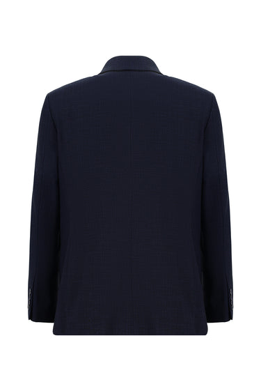 Koyu Lacivert Relaxed Fit Rahat Kesim Klasik Desenli Takım Elbise