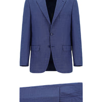 Havacı Mavi 4 Drop Relaxed Fit Rahat Kesim Desenli Takım Elbise