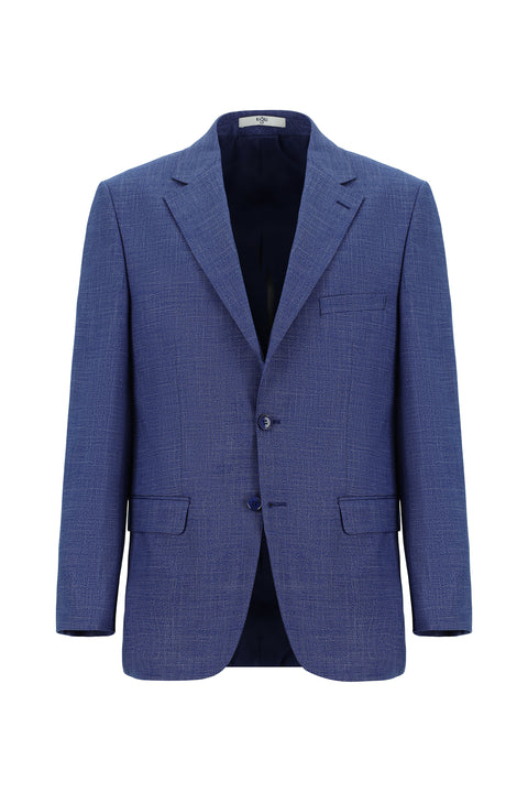 Havacı Mavi 4 Drop Relaxed Fit Rahat Kesim Desenli Takım Elbise