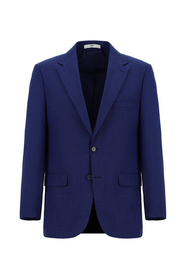 Koyu Mavi  Relaxed Fit Rahat Kesim Klasik Desenli Takım Elbise