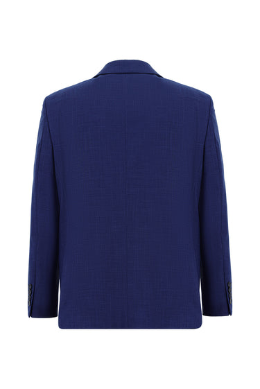 Koyu Mavi  Relaxed Fit Rahat Kesim Klasik Desenli Takım Elbise