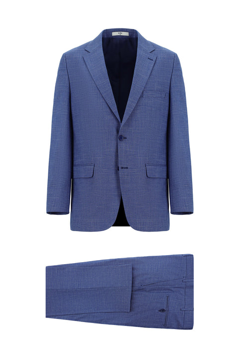 Mavi 4 Drop Relaxed Fit Rahat Kesim Desenli Takım Elbise