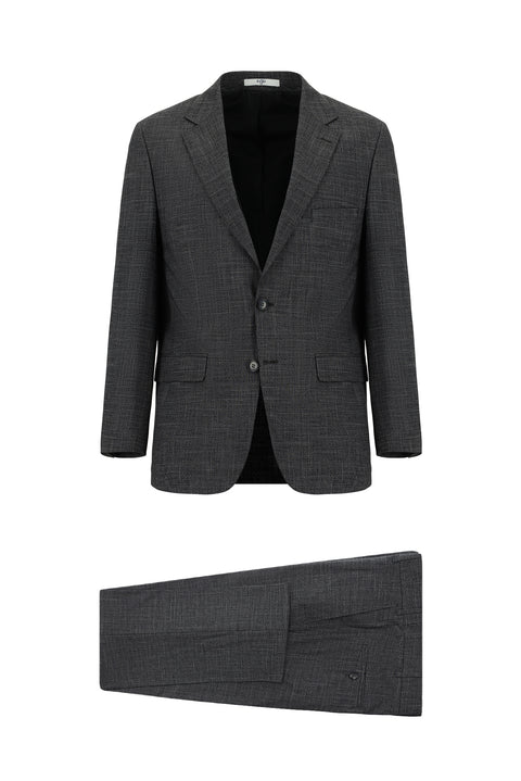 Açık Antrasit 4 Drop Relaxed Fit Rahat Kesim Desenli Takım Elbise