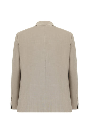 Açık Vizon Relaxed Fit Rahat Kesim Klasik Desenli Takım Elbise