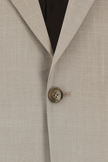 Açık Vizon Relaxed Fit Rahat Kesim Klasik Desenli Takım Elbise