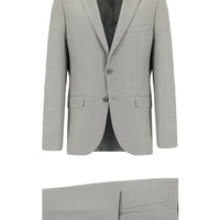 Orta Gri Super Slim Fit Ekstra Dar Kesim Klasik Desenli Takım Elbise