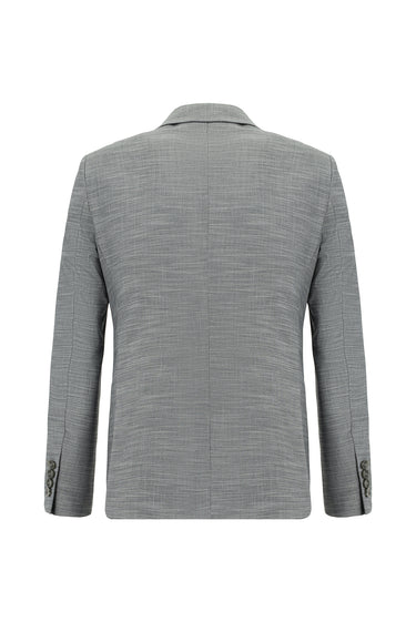 Orta Füme Super Slim Fit Ekstra Dar Kesim Klasik Desenli Takım Elbise