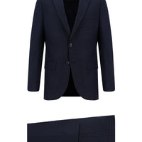 Koyu Lacivert Super Slim Fit Ekstra Dar Kesim Klasik Desenli Takım Elbise