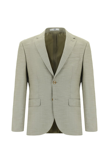 Yağ Yeşili-Olive Slim Fit Dar Kesim Klasik Desenli Takım Elbise