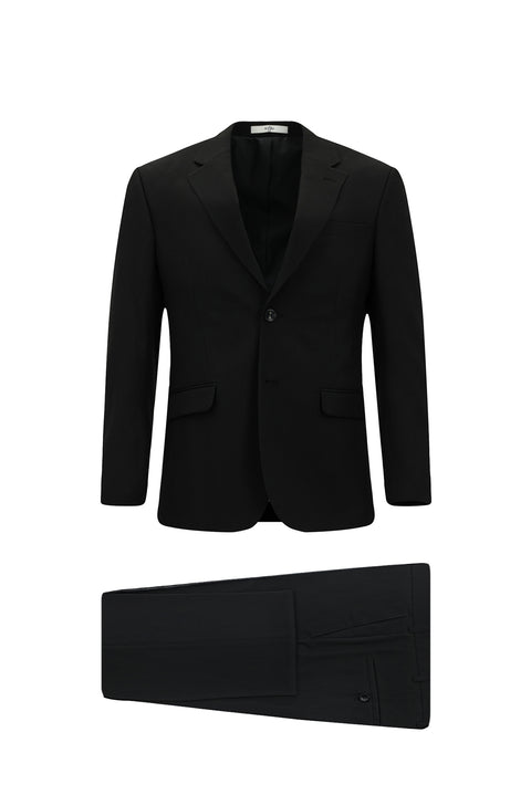 Black 7 Drop Slim Fit Patterned Suit