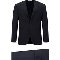 Koyu Lacivert Relaxed Fit Rahat Kesim Klasik Desenli Takım Elbise