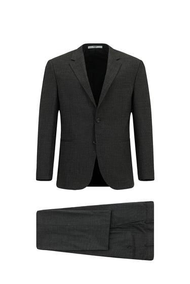 Orta Antrasit Relaxed Fit Rahat Kesim Klasik Desenli Takım Elbise