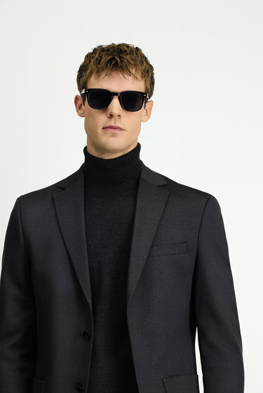 Siyah Regular Fit Desenli Beli Lastikli İpli Takım Elbise