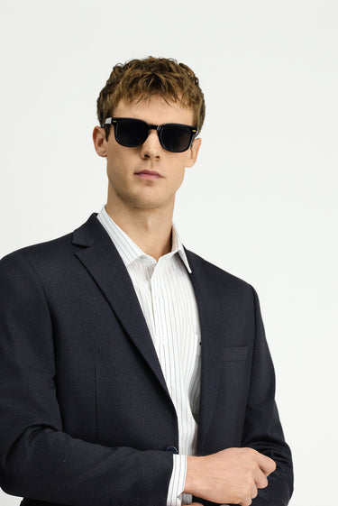 Siyah Lacivert Regular Fit Desenli Beli Lastikli İpli Takım Elbise