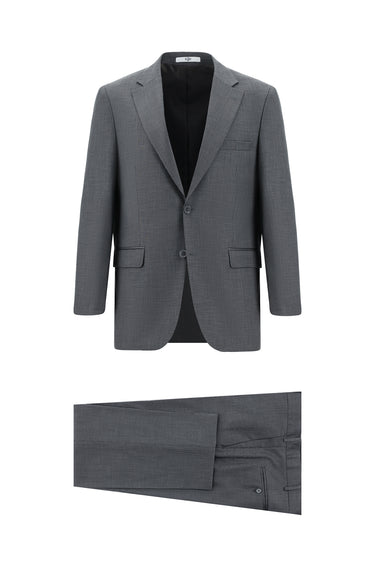 Orta Füme Relaxed Fit Rahat Kesim Klasik Desenli Takım Elbise