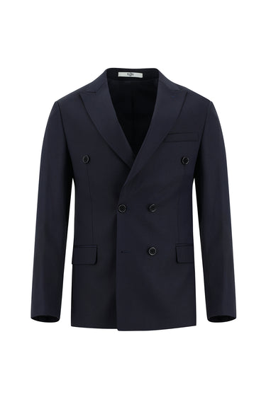 Siyah Lacivert Super Slim Fit Ekstra Dar Kesim Fit Kruvaze Desenli Takım Elbise