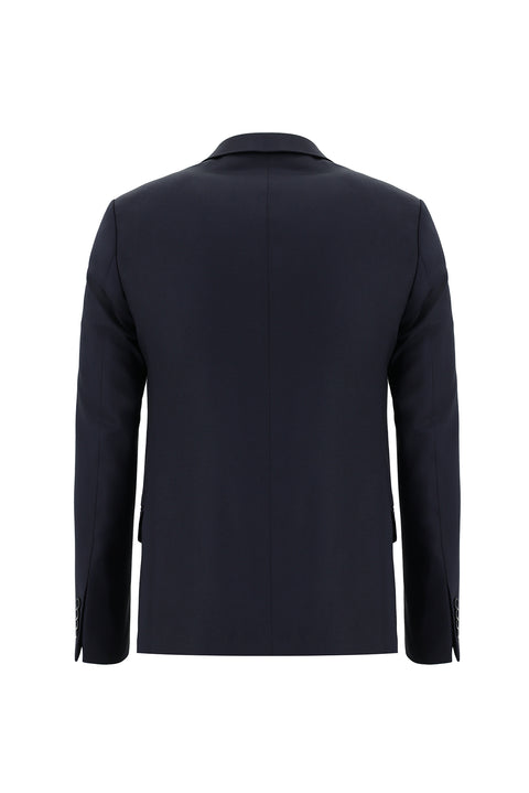 Black Navy 7 Drop Super Slim Fit Extra Narrow Cut Patterned Double Breasted Suit