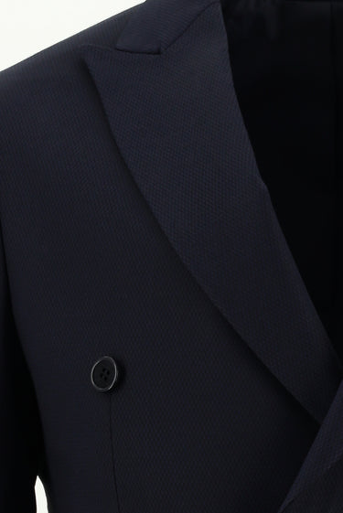 Siyah Lacivert Super Slim Fit Ekstra Dar Kesim Fit Kruvaze Desenli Takım Elbise