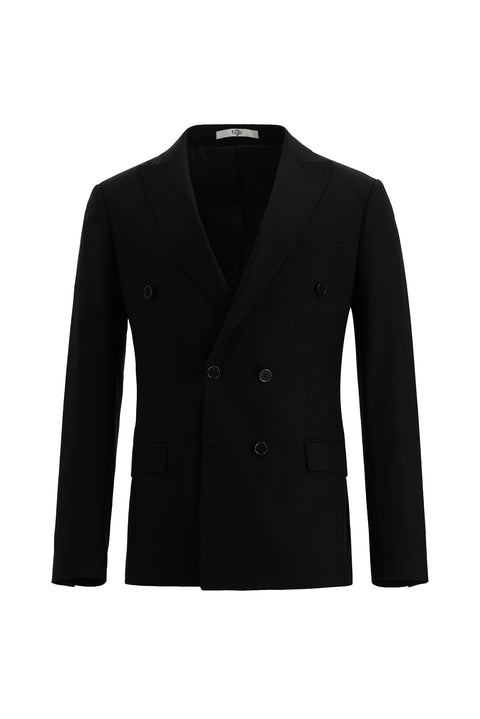 Siyah 7 Drop Super Slim Fit Eksra Dar Kesim Kruvaze Takım Elbise