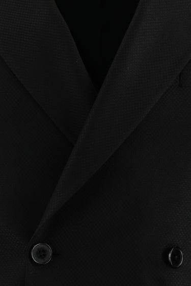 Siyah Slim Fit Dar Kesim Desenli Kruvaze Takım Elbise