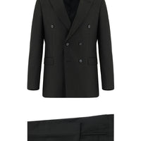 Koyu Antrasit 7 Drop Super Slim Fit Eksra Dar Kesim Desenli Kruvaze Takım Elbise