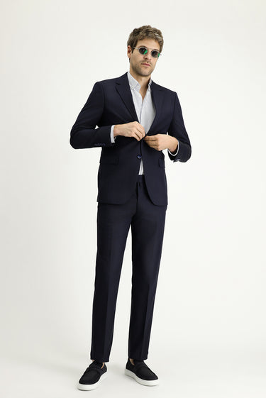Koyu Lacivert Slim Fit Dar Kesim Klasik Takım Elbise