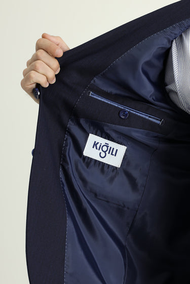 Koyu Lacivert Slim Fit Dar Kesim Klasik Takım Elbise