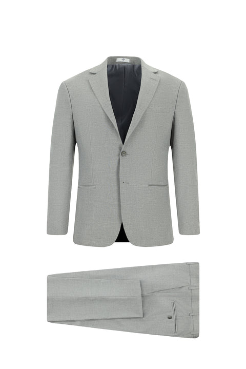 Orta Gri 7 Drop Super Slim Fit Eksra Dar Kesim Desenli Takım Elbise