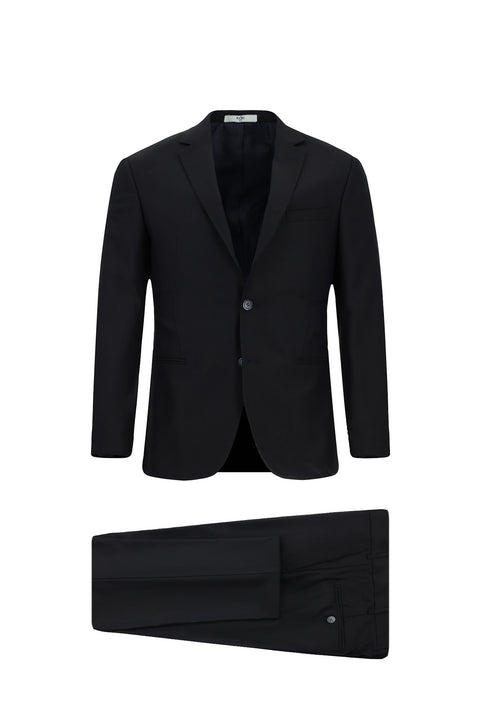 Koyu Lacivert 7 Drop Super Slim Fit Eksra Dar Kesim Desenli Takım Elbise