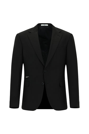 Siyah Regular Fit Likralı Fermuar Cepli Takım Elbise