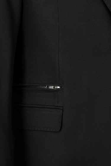 Siyah Regular Fit Likralı Fermuar Cepli Takım Elbise