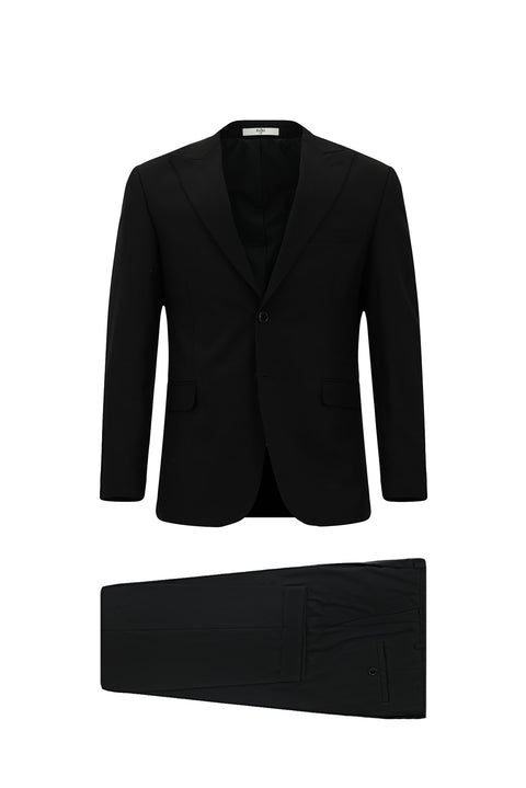 Black 6-Drop Regular Fit Standard Cut Suit