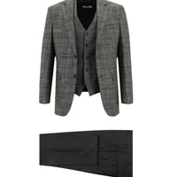 Koyu Füme Slim Fit Dar Kesim Kombinli Yelekli Takım Elbise